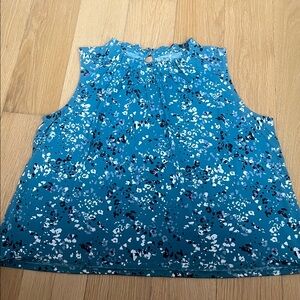 croft & barrow Teal Blue Sleeveless Floral Print Blouse